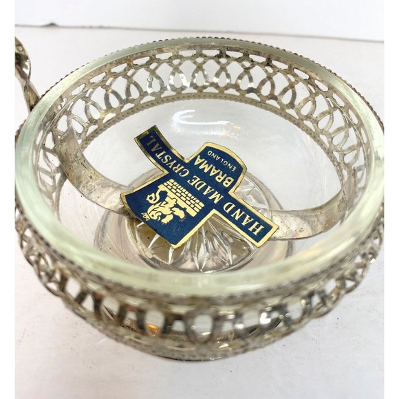 VINTAGE HANDMADE CRYSTAL BRAMA CONDIMENT DISH Made In England - Picture 6 of 12